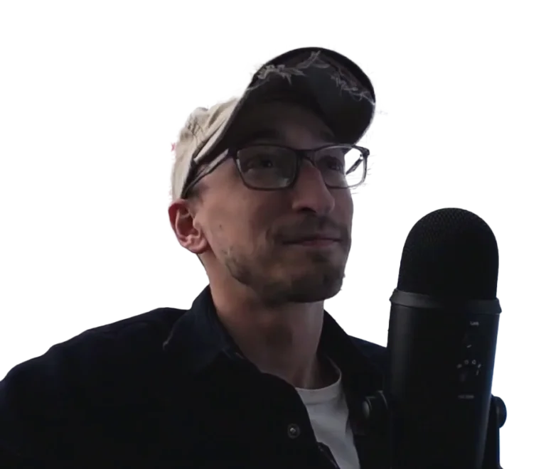 Dan Woolery with the mic for the Truther Cast podcast homepage